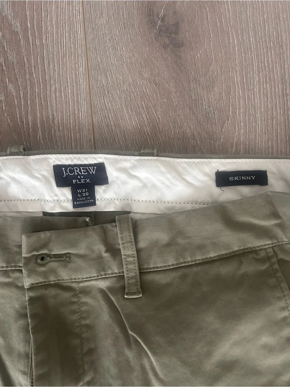 J.Crew Flex Chino Pants Bundle, Lot of 4, Ivory Olive Khaki Slate Blue, 31x30